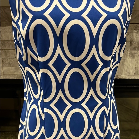 Alyx Blue and White Sleeveless Sheath Mini Dress size 10 - Picture 3 of 10